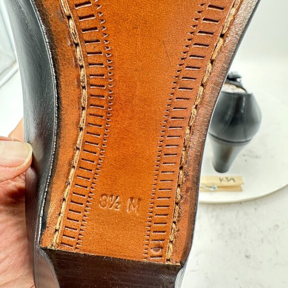 Gravati for Wilkes Bashford Women Size 8.5M Black Leather Tassel Heel shoes - Picture 10 of 12